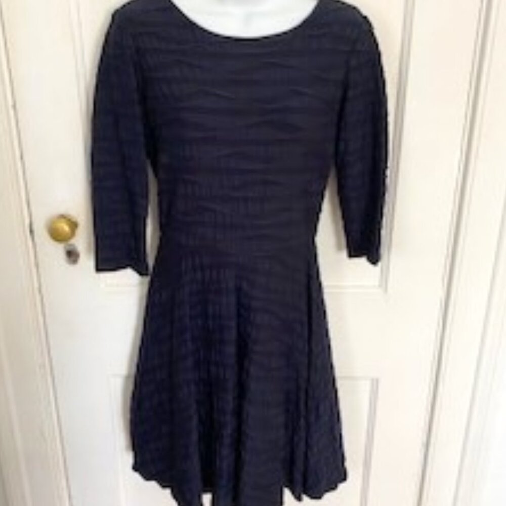 Donna Morgan, Black, Textured, Fit and Flare Dress, Size 4